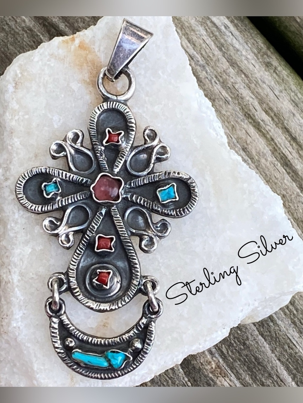 Vintage Mexico Sterling Silver Cross Pendant